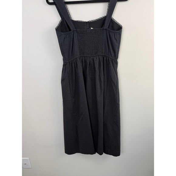 And Now This Black Milkmaid Midi Dress Lace Trim Smocked Back Womens Size Medium - Picture 3 of 6